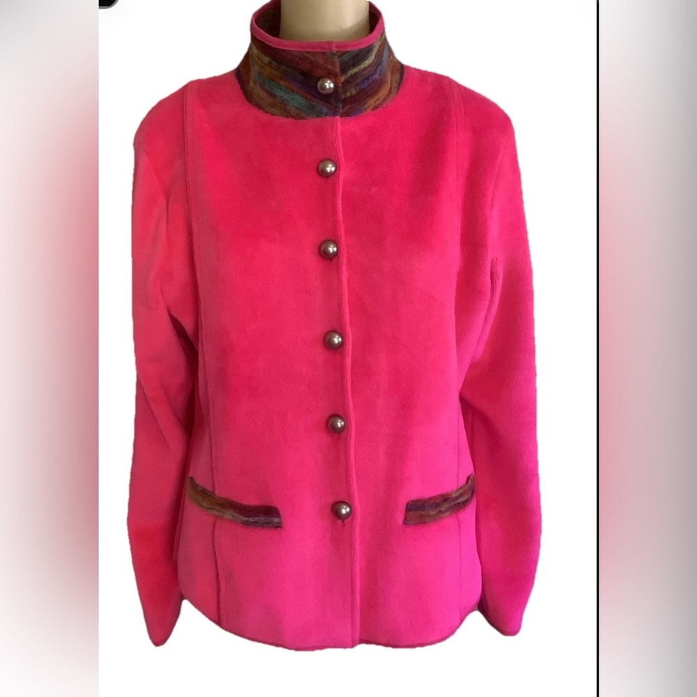 Venario Women's Jacket Pink Button-Up size Small chic